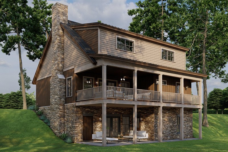 Architectural House Design - Exterior - Rear Elevation for Cottage House Plan #923-322 - 3 bed, 3 bath