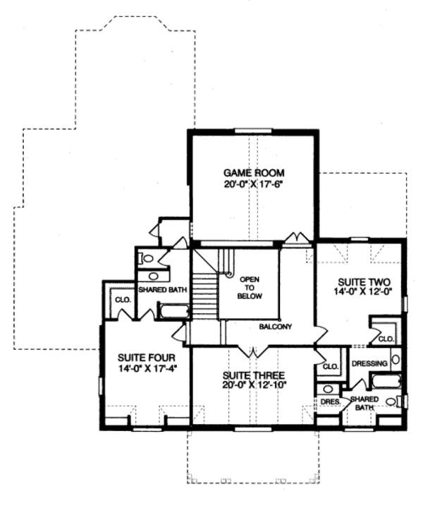 Colonial Floor Plan - Upper Floor Plan #413-825