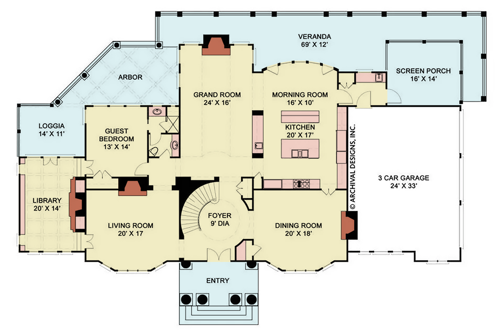 Floor Plan - Main Floor for Classical House Plan #119-480 - 5 bed, 4.5 bath
