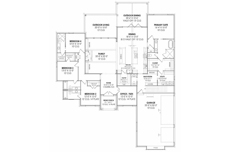 House Plan Design - Floor Plan - Main Floor 1 for European House Plan #1096-52 - 4 bed, 4.5 bath
