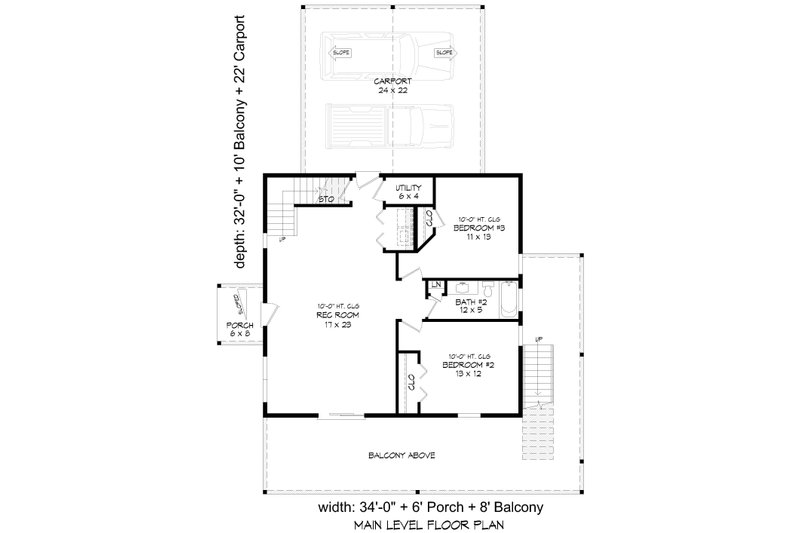House Blueprint - Floor Plan - Lower Floor for Contemporary House Plan #932-1334 - 3 bed, 2.5 bath