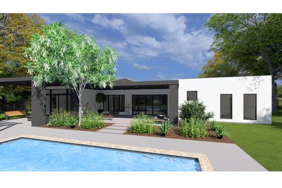 Exterior - Rear Elevation for Contemporary House Plan #1111-23 - 4 bed, 3.5 bath