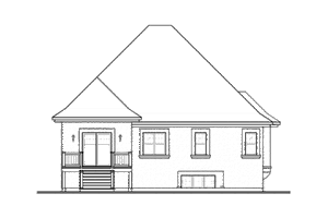 Exterior - Rear Elevation for European House Plan #23-2230 - 2 bed, 1 bath