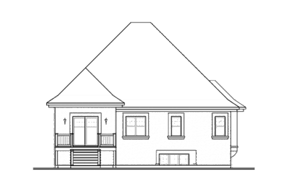 Exterior - Rear Elevation for European House Plan #23-2230 - 2 bed, 1 bath