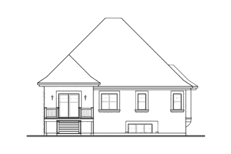 Home Plan - Exterior - Rear Elevation for European House Plan #23-2230 - 2 bed, 1 bath
