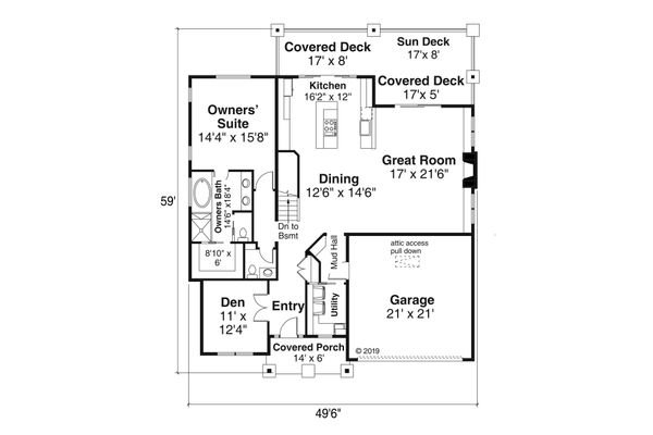 House Plan Design - Craftsman Floor Plan - Main Floor Plan #124-1164