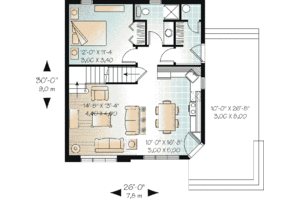 Floor Plan - Main Floor for Cottage House Plan #23-452 - 2 bed, 2 bath