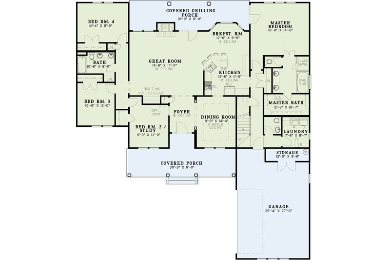 Architectural House Design - Floor Plan - Main Floor for Farmhouse House Plan #17-1118 - 4 bed, 2.5 bath