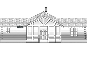 Exterior - Front Elevation 3 for Log House Plan #124-140 - 2 bed, 2 bath
