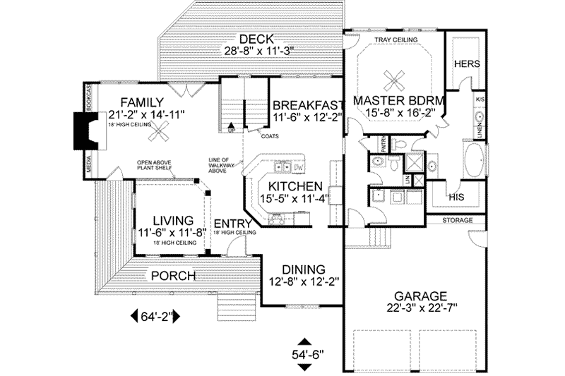 Home Plan - Floor Plan - Main Floor for Country House Plan #56-192 - 3 bed, 2.5 bath