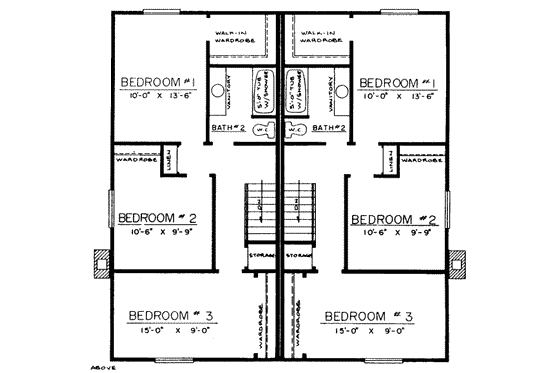 Floor Plan - Upper Floor for Modern House Plan #303-235 - 3 bed, 1.5 bath