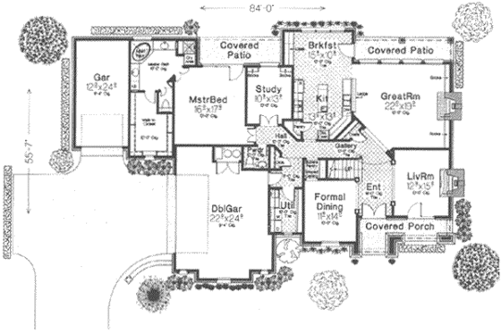 Floor Plan - Main Floor for European House Plan #310-332 - 4 bed, 3.5 bath