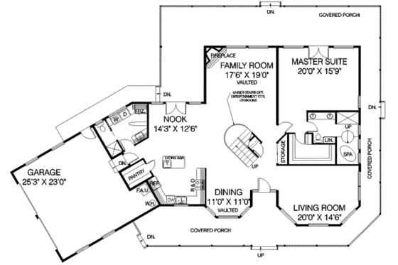 Floor Plan - Main Floor for Country House Plan #60-401 - 3 bed, 3 bath