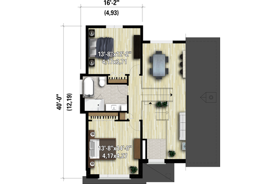 Floor Plan - Upper Floor for Contemporary House Plan #25-4893 - 2 bed, 1.5 bath