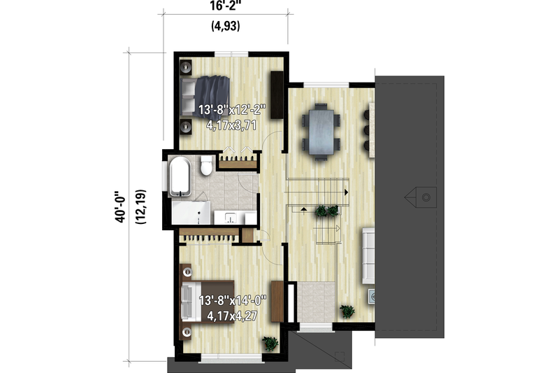Dream House Plan - Floor Plan - Upper Floor for Contemporary House Plan #25-4893 - 2 bed, 1.5 bath