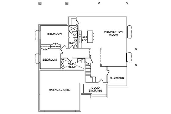 Floor Plan - Lower Floor for Traditional House Plan #5-471 - 3 bed, 2.5 bath
