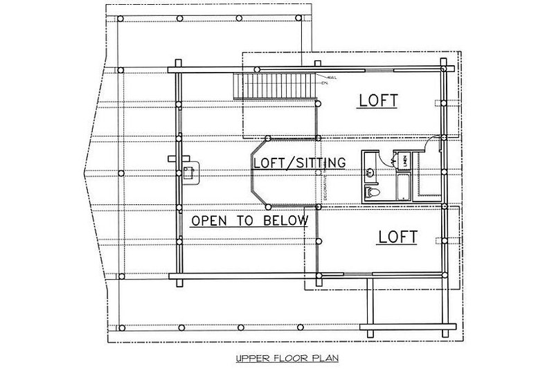 Architectural House Design - Floor Plan - Upper Floor for Log House Plan #117-502 - 1 bed, 2.5 bath