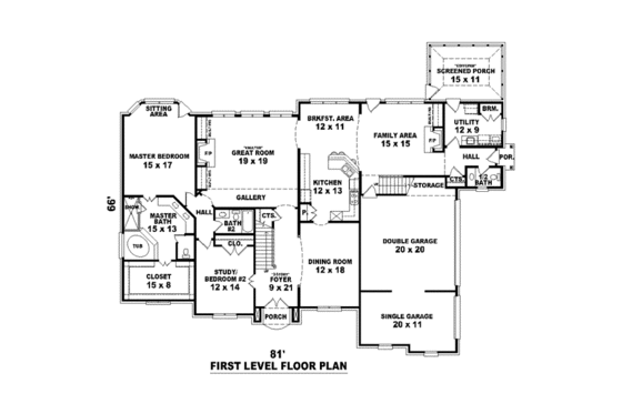 Floor Plan - Main Floor for European House Plan #81-1618 - 3 bed, 4 bath