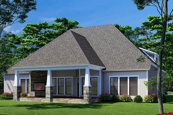 Exterior - Rear Elevation for Craftsman House Plan #17-2348 - 4 bed, 2 bath