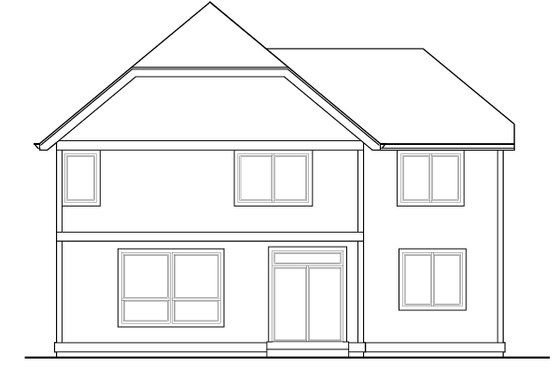 Exterior - Rear Elevation for Craftsman House Plan #53-551 - 3 bed, 2.5 bath