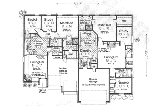 Floor Plan - Main Floor for European House Plan #310-444 - 2 bed, 2 bath