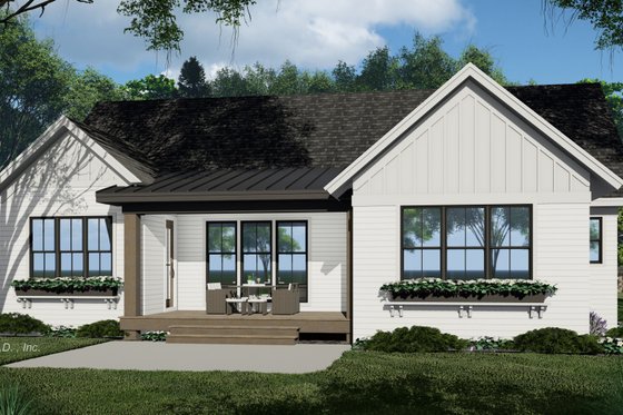 Exterior - Rear Elevation for Farmhouse House Plan #51-1236 - 3 bed, 2 bath