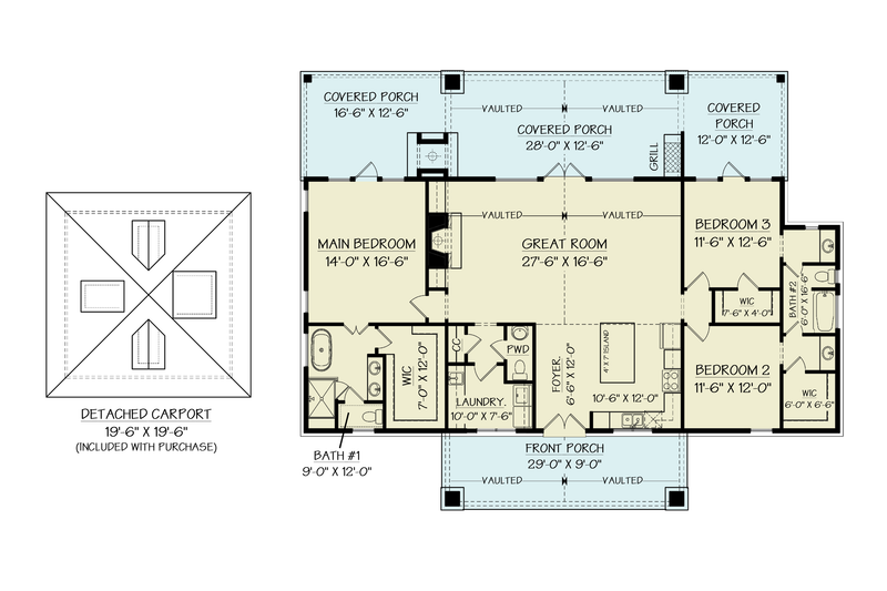 House Plan Design - Floor Plan - Main Floor for Farmhouse House Plan #119-456 - 3 bed, 2.5 bath