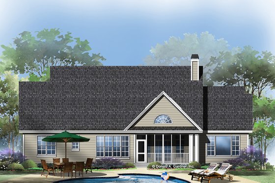Exterior - Rear Elevation for Traditional House Plan #929-963 - 4 bed, 3 bath