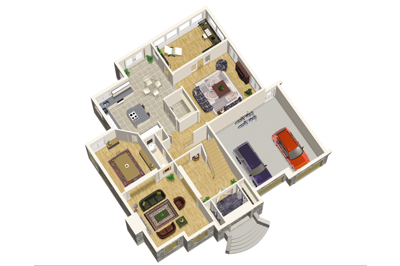 House Blueprint - Floor Plan - Main Floor 1 for European House Plan #25-4630 - 4 bed, 2 bath