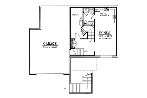 Floor Plan - Lower Floor for Traditional House Plan #101-207 - 4 bed, 3.5 bath