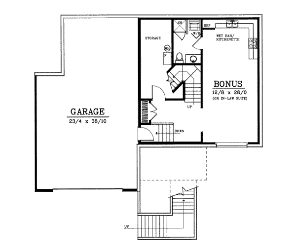 Traditional Floor Plan - Lower Floor Plan #101-207