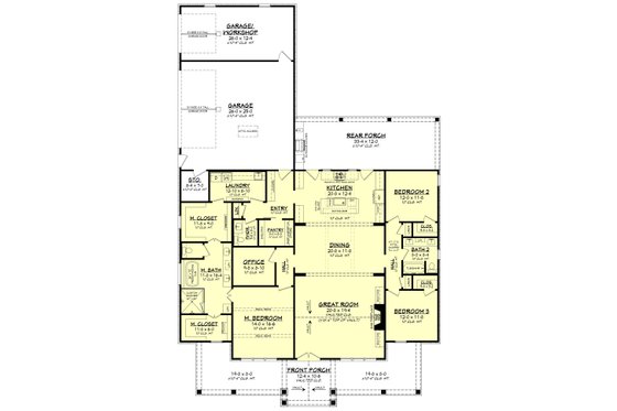 Floor Plan - Main Floor for Farmhouse House Plan #430-422 - 3 bed, 2.5 bath