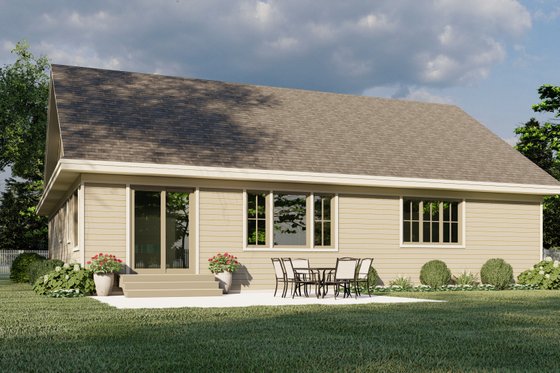 Exterior - Rear Elevation 1 for Ranch House Plan #51-1210 - 3 bed, 2 bath