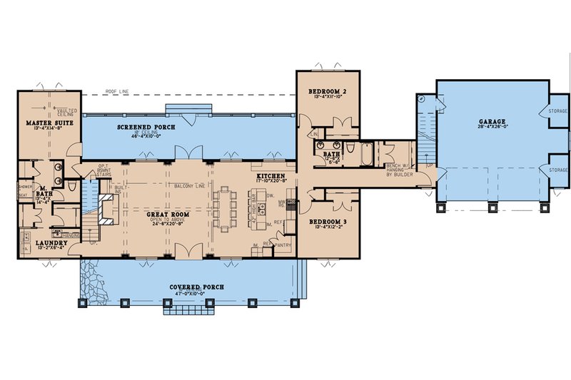 House Blueprint - Floor Plan - Main Floor for Country House Plan #923-195 - 4 bed, 3 bath