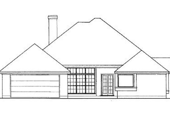 Exterior - Rear Elevation for European House Plan #40-203 - 3 bed, 2 bath