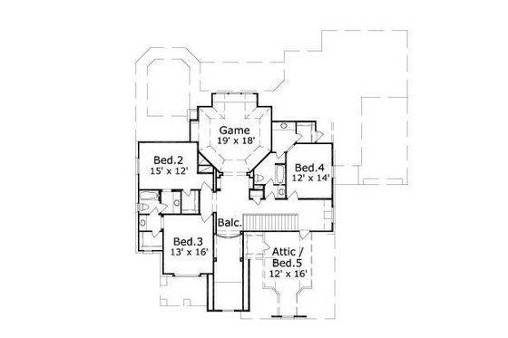 Floor Plan - Upper Floor for European House Plan #411-208 - 5 bed, 4 bath