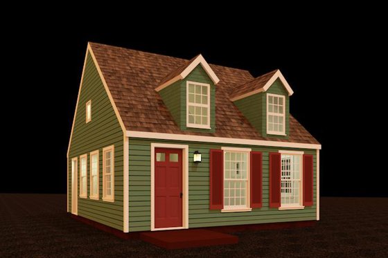 Exterior - Front Elevation for Colonial House Plan #917-33 - 1 bed, 1 bath