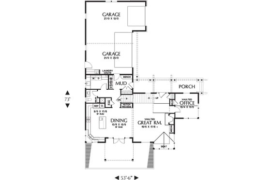 Main floor plan - 3150 square foot craftsman home