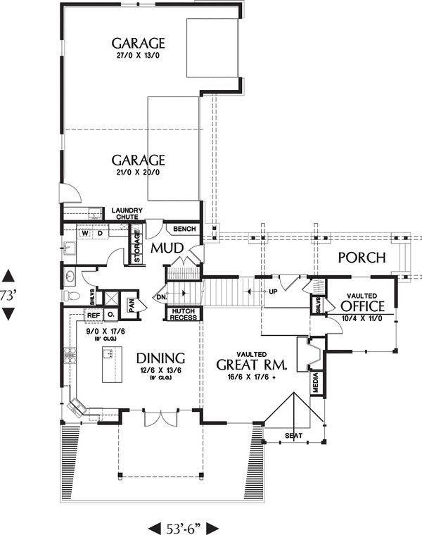 Main floor plan - 3150 square foot craftsman home