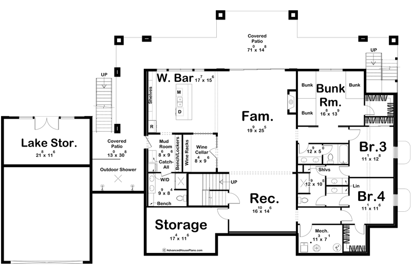 Dream House Plan - Floor Plan - Lower Floor for Modern House Plan #455-232 - 2 bed, 3 bath