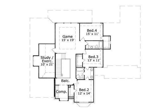 Floor Plan - Upper Floor for Colonial House Plan #411-766 - 4 bed, 3.5 bath