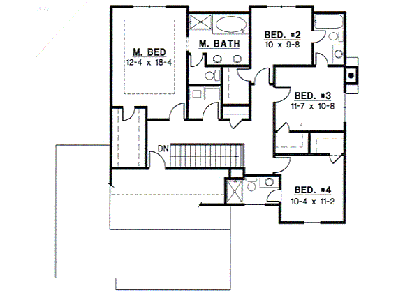 Traditional Floor Plan - Upper Floor Plan #67-495