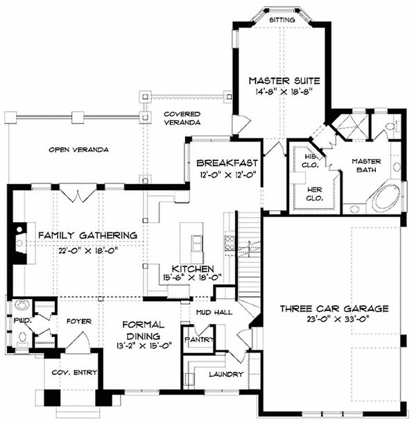 Architectural House Design - Craftsman Floor Plan - Main Floor Plan #413-106