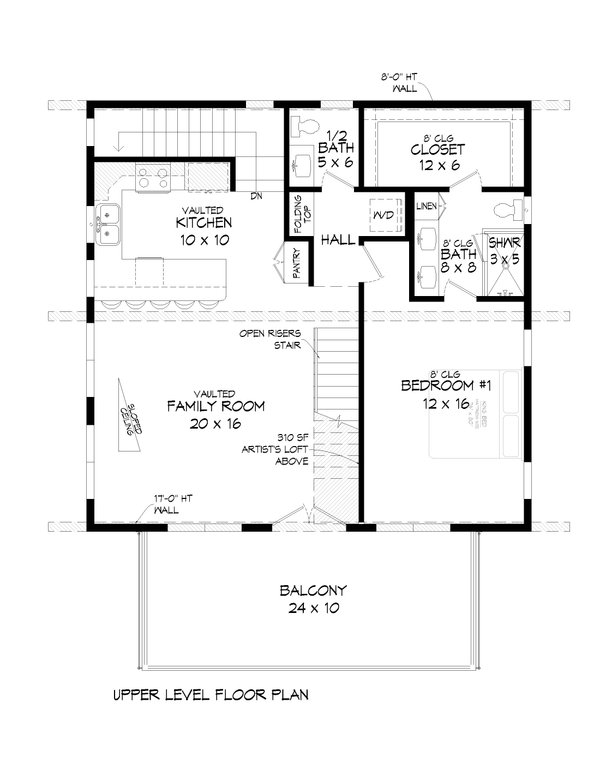 Contemporary Floor Plan - Upper Floor Plan #932-526