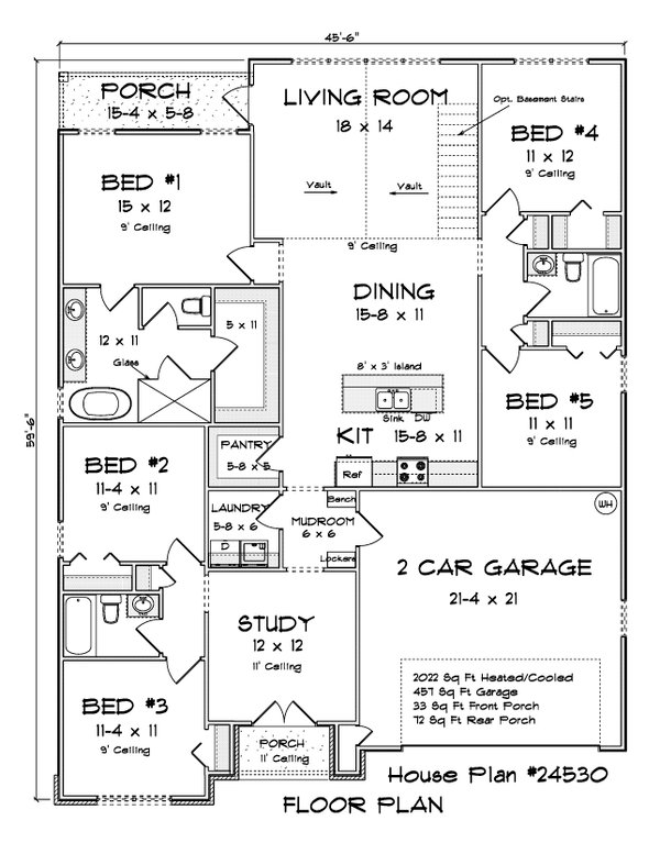 House Blueprint - Cottage Floor Plan - Main Floor Plan #513-2323