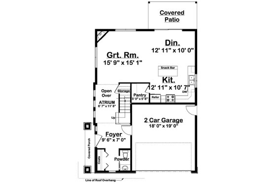Floor Plan - Main Floor for Contemporary House Plan #126-226 - 3 bed, 2 bath