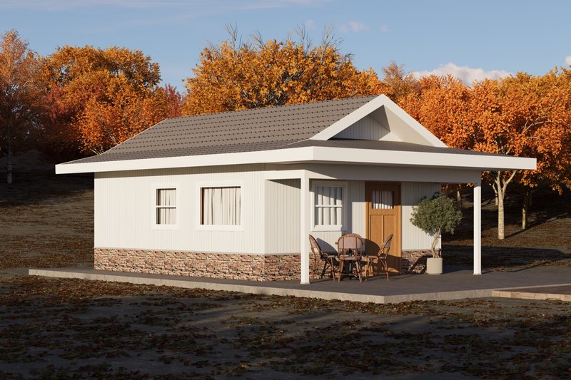Home Plan - Exterior - Front Elevation 3 for Ranch House Plan #1106-70, 1 bath