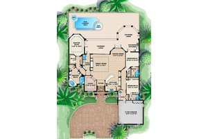 Floor Plan - Main Floor for Mediterranean House Plan #27-512 - 3 bed, 4 bath