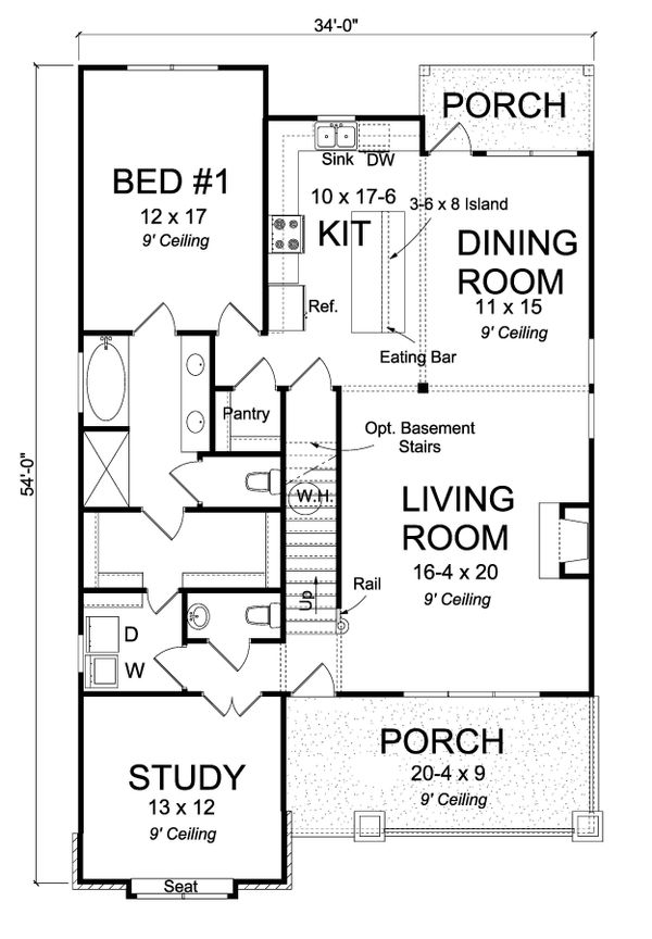 Cottage Floor Plan - Main Floor Plan #513-2176