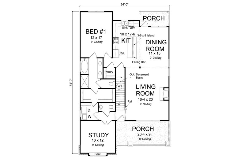 Dream House Plan - Floor Plan - Main Floor for Cottage House Plan #513-2176 - 3 bed, 2.5 bath